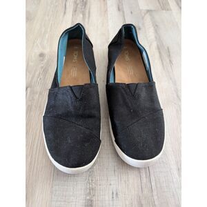TOMS Women's Avalon Slip-on Shoes in Black Canvas, Size 9 (S3)